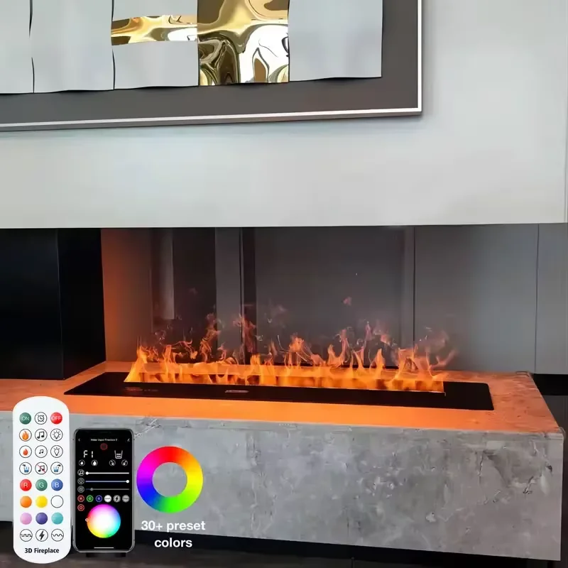 Atomized fireplace 3D simulated flame decoration fireplace humidifier remote control APP home indoor water steam