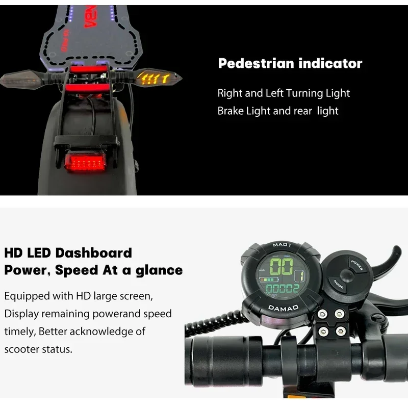 X6 2400W Dual Motor Electric Scooter2400W52V21ah Max Speed 70m/h Dual Spring Suspension 10 inch Off-road Tyres Foldable Escooter
