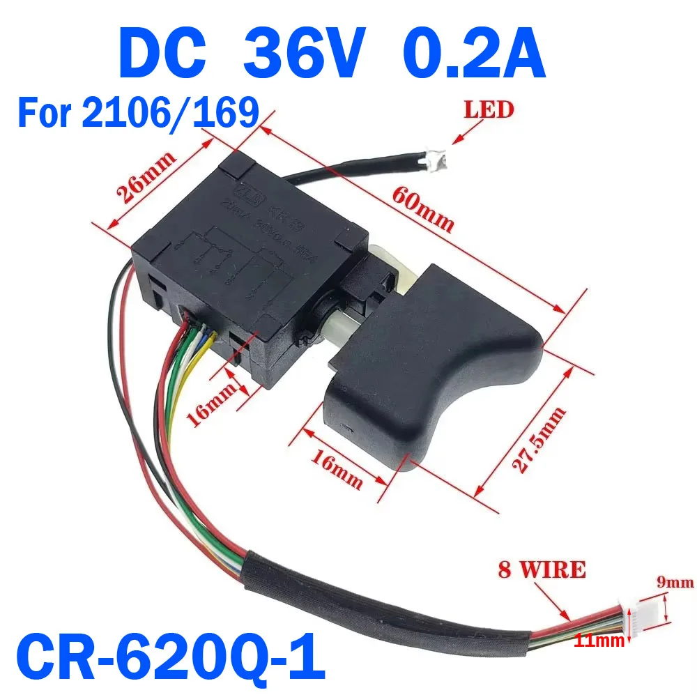 Schalter Elektrowerkzeug Teile Elektrische Bohrmaschine Staubdicht Geschwindigkeitsregelung Druckknopf Auslöseschalter DC 36V 42V 60V Akku-Bohrschrauber Auslöser – Detail 12