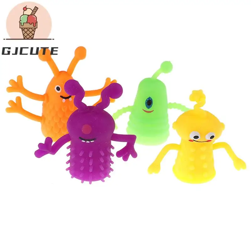 4Pcs/Set Novelty Plastic Cute Expression Hand Puppets Children Kids Finger Puppets Toy Parents Storytelling Props Christmas
