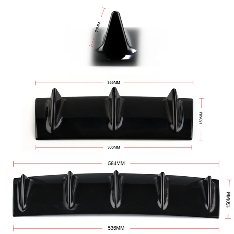 3/5 Shark Fin Car Rear Bumper Lip Diffuser Spoiler Sticker Protector Decoration Anti-Collision bumper lip decoration car bumper spoiler bumper lip car rear bumper lip bumper protector