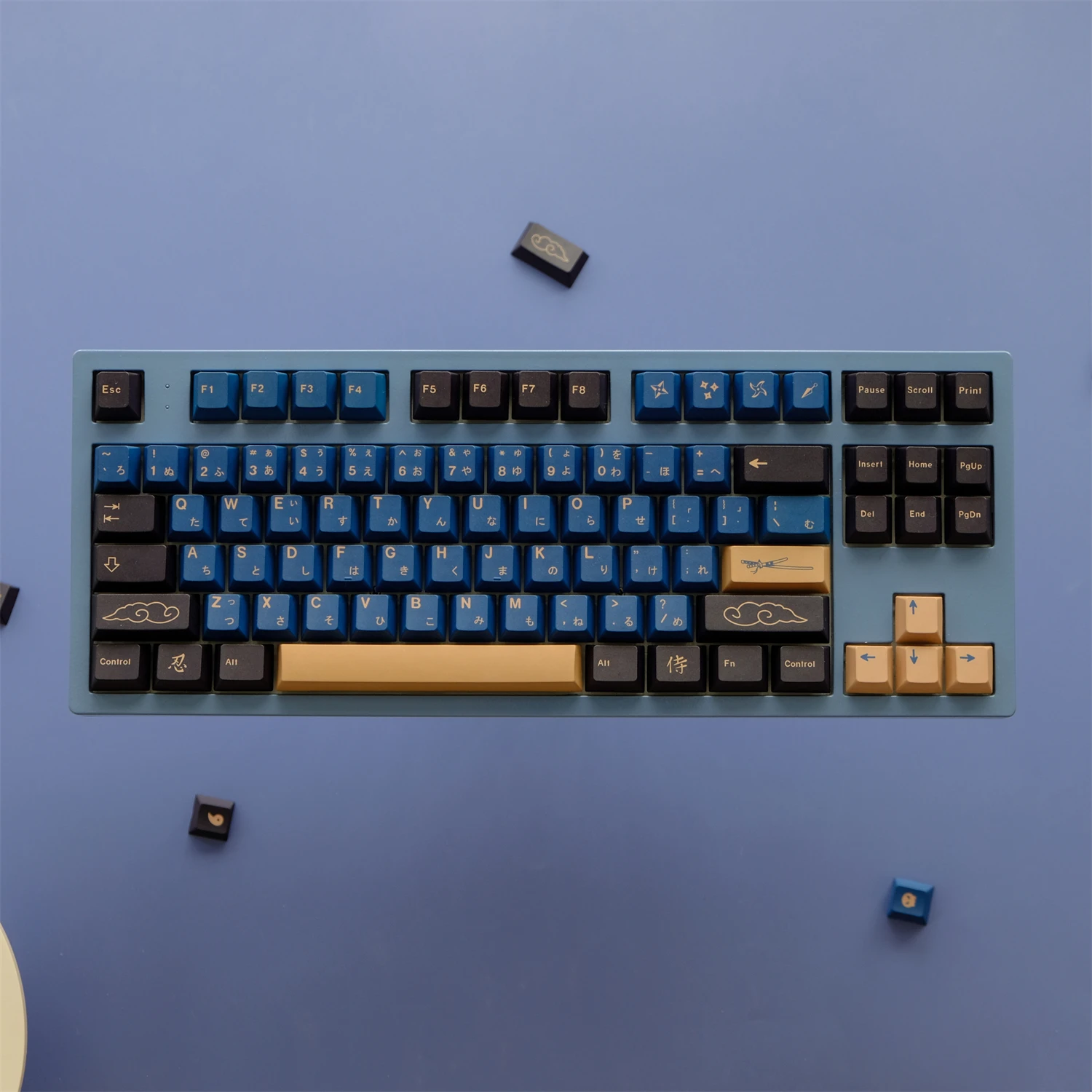 Gmk Samurai Azul Keycaps Grupo Pbt Tintura Subbed Perfil de Cereja Keycap para Keychron q2 65 75 Anne Gh60 Gk64 Poker 129 Chaves
