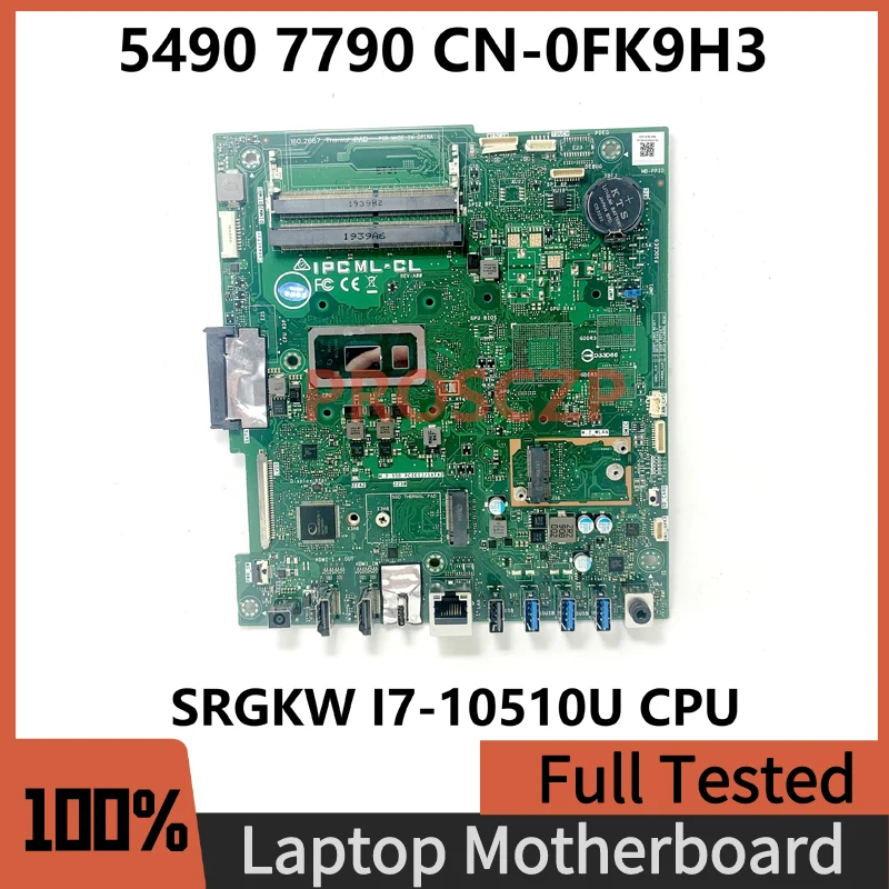 

FK9H3 0FK9H3 CN-0FK9H3 With SRGKW I7-10510U CPU Mainboard For DELL 5490 7790 Laptop Motherboard 100% Full Tested Working Well