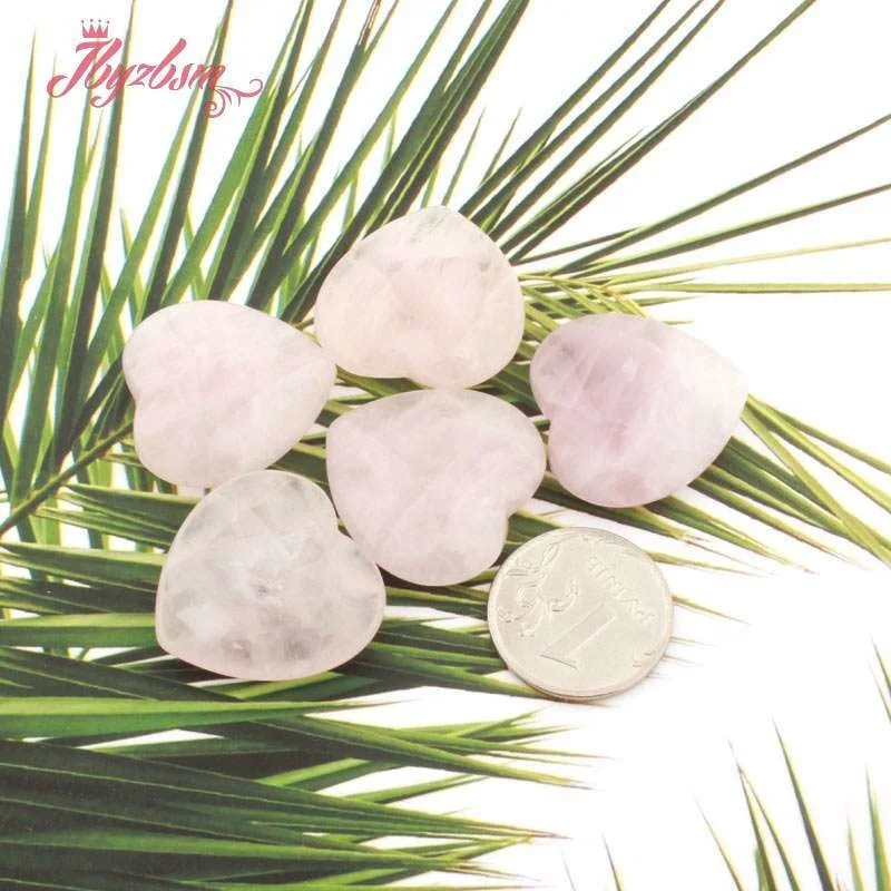 

20mm Rose Quartzs Heart Cabochon Dome Undrilled Love Beads for DIY Accessories Charms Necklace Bracelet Pendant Jewelry Making