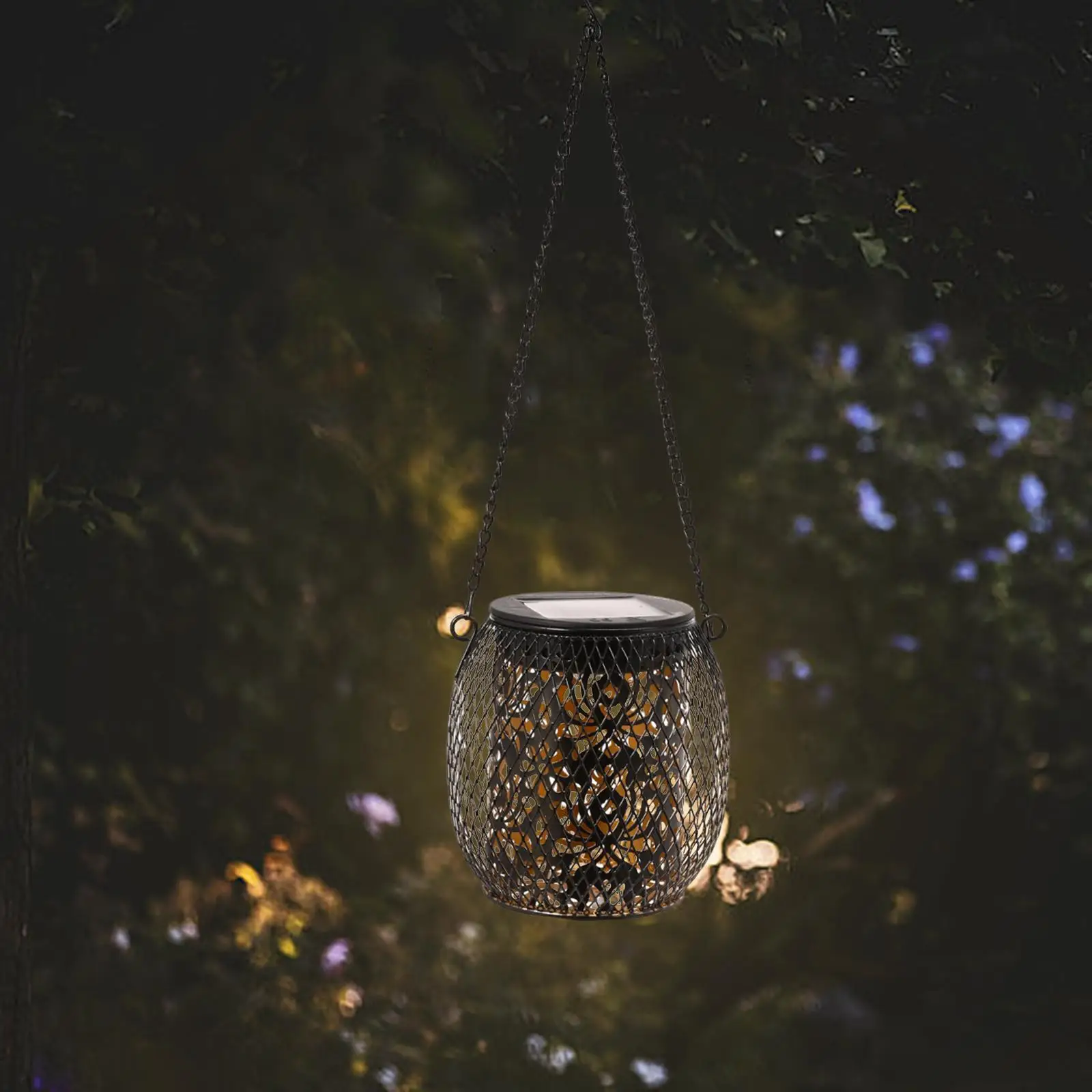 Metal Garden Solar Hanging Lantern Light IP65 Waterproof for Lawn Tree Decor