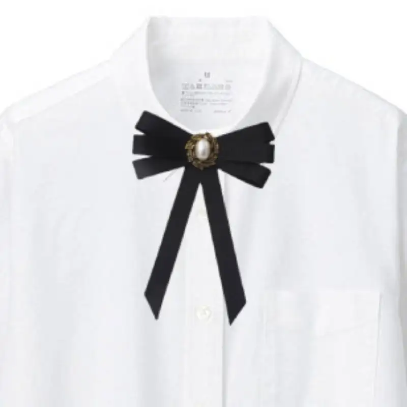 New Threaded Ribbon Bow Tie Brooch Korean College Style Women's Uniform  Shirts Daily Clothing Accessories Imitation Pearl Bowtie