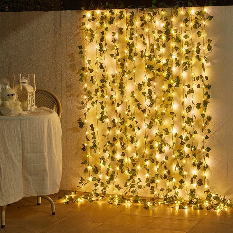 

Artificial Leaf LED Copper Wire Lights Flower Fairy String Lights Garland 10m 5m 2m Wedding Christmas Home Garden Decorations