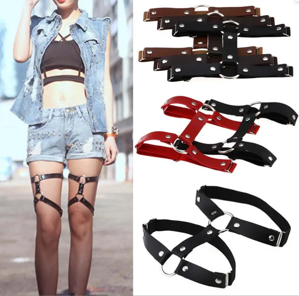 

Fashion Womens Sexy Elasticity Harness Heart Leg Chain Garter Belts Cosplay Spike High Quality Elastic Thigh Ring Garter S2985