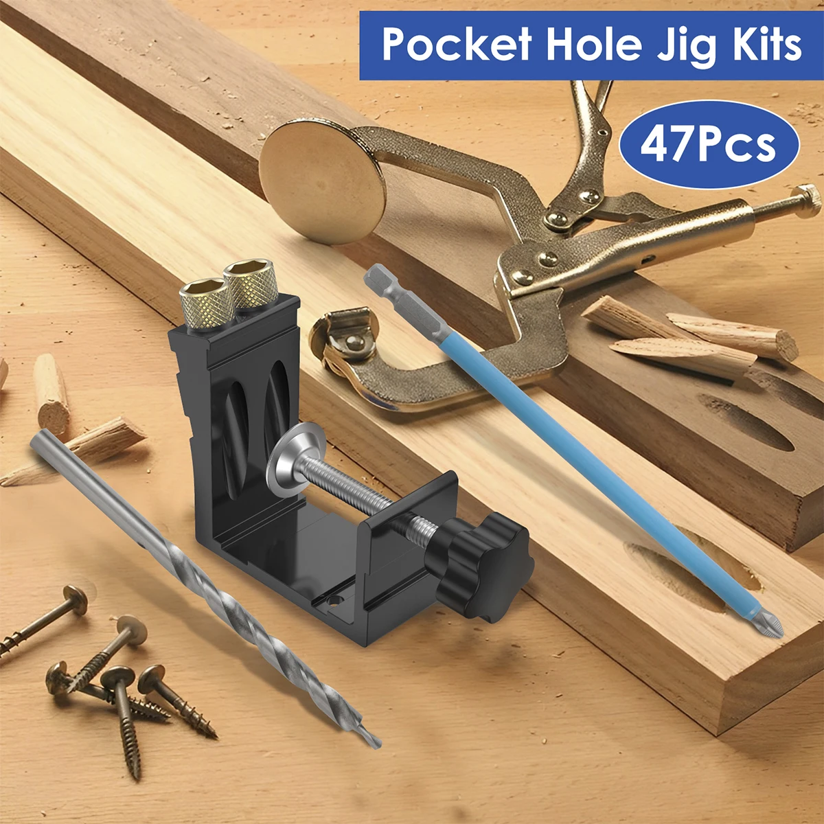 Woodworking Pocket Hole Screw Jig 15&deg; Angled Degree Angle Drill Guide Set Hole Puncher DIY Carpentry Tools Drill Bits woodworking tool,wood doweling jig