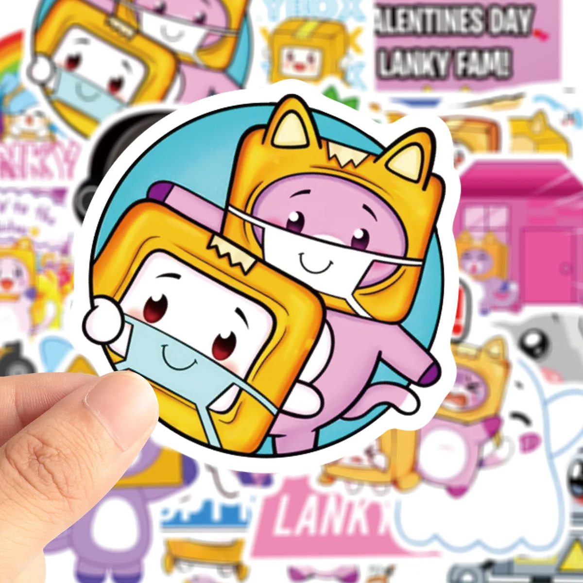 50Pcs Lankybox 낙서 스티커 물병 노트북 전화 자전거 수하물 케이스 스케이트 보드 스티커