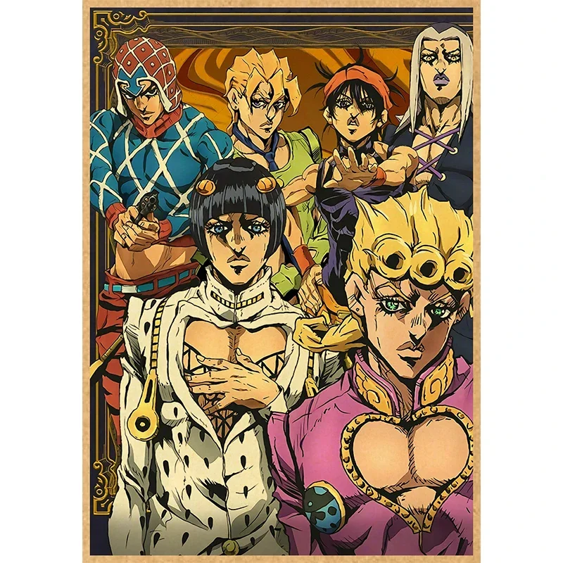 Vintage Anime Canvas Wall Art: JOJO's Bizarre Adventure Poster - Kawaii Room Decor