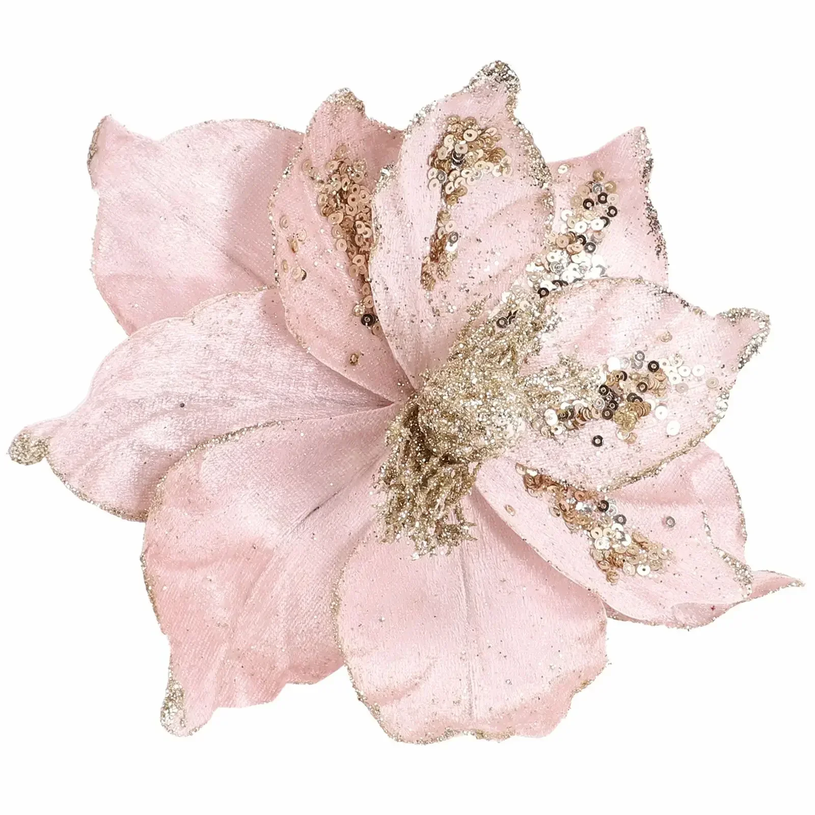 thumbnail image 1 of Nueva flor artificial grande con purpurina para decoración navideña, flores falsas de Pascua, para Navidad, bodas, Año Nuevo, decoración del hogar, manualidades DIY, 1 of 5