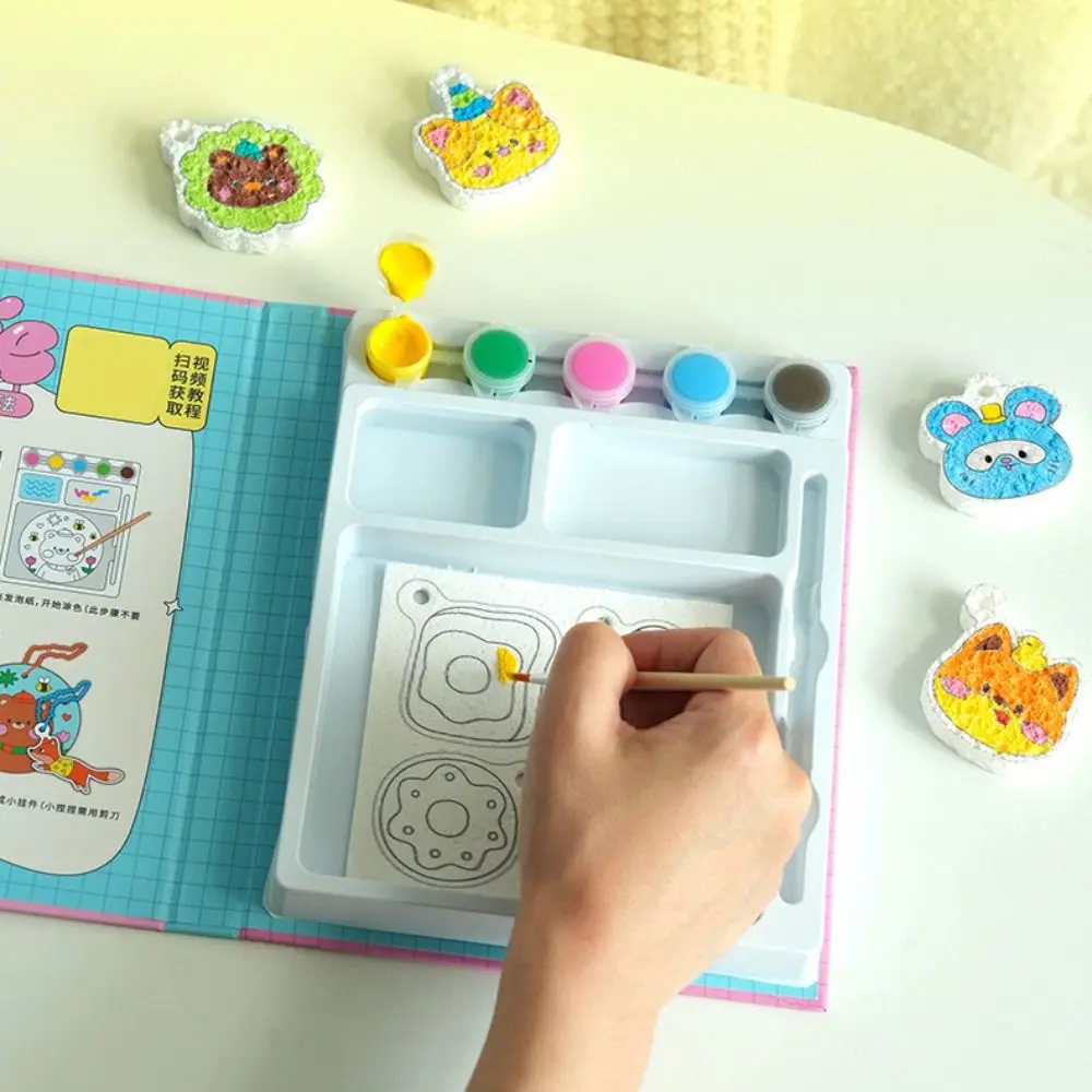 With Easel DIY Puffy Paint Kit Puffy Effect Colorful Pens Drawing Pens Kit Sponge Texture Creative Design 3D Drawing Canvas