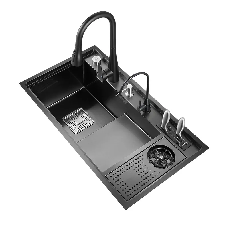 Kitchen Multifunction Vegetable Basin, Cup Washer, Sink, Large Single