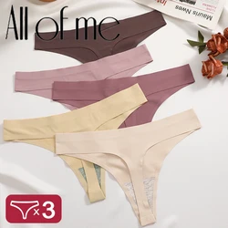 3PCS/SET Sexy G-String Underwear Breathable Female T-back Intimate Lingerie Seamless Low Waist Underpants Lady Bikini Panty S-XL
