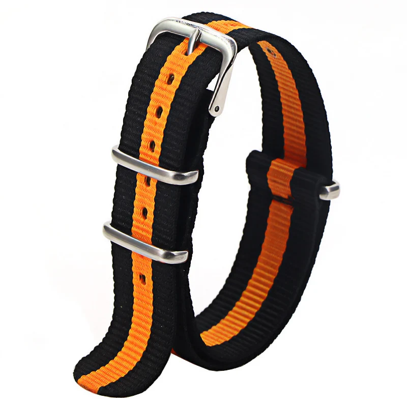 Nylon Army Sports Watch Strap – Black Adjustable Belt with Buckle