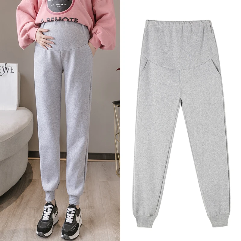 2025 Autumn New Slim Hem Plus Size Maternity Belly Pants Long Loose Pregnancy Sweatpants Pregnant Woman Casual Sports Trousers 4
