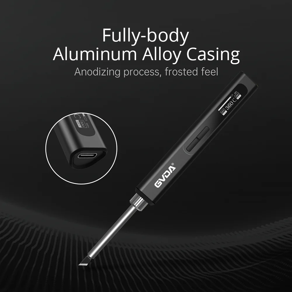 GVDA 전기 납땜 인두 키트 65W 수리 도구 용접 솔더 재 작업 스테이션 열 연필 스마트 휴대용 솔더 철 팁