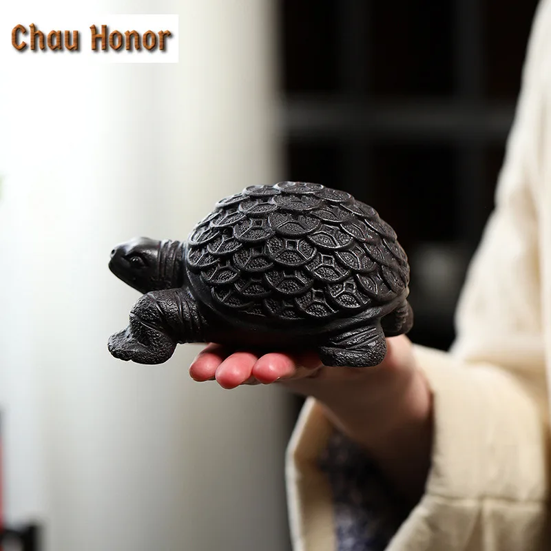 Yixing Nurturable Money Turtle Purple Clay Tea Pet Desktop Set Wealth-Attracting Ornament Home Plaything