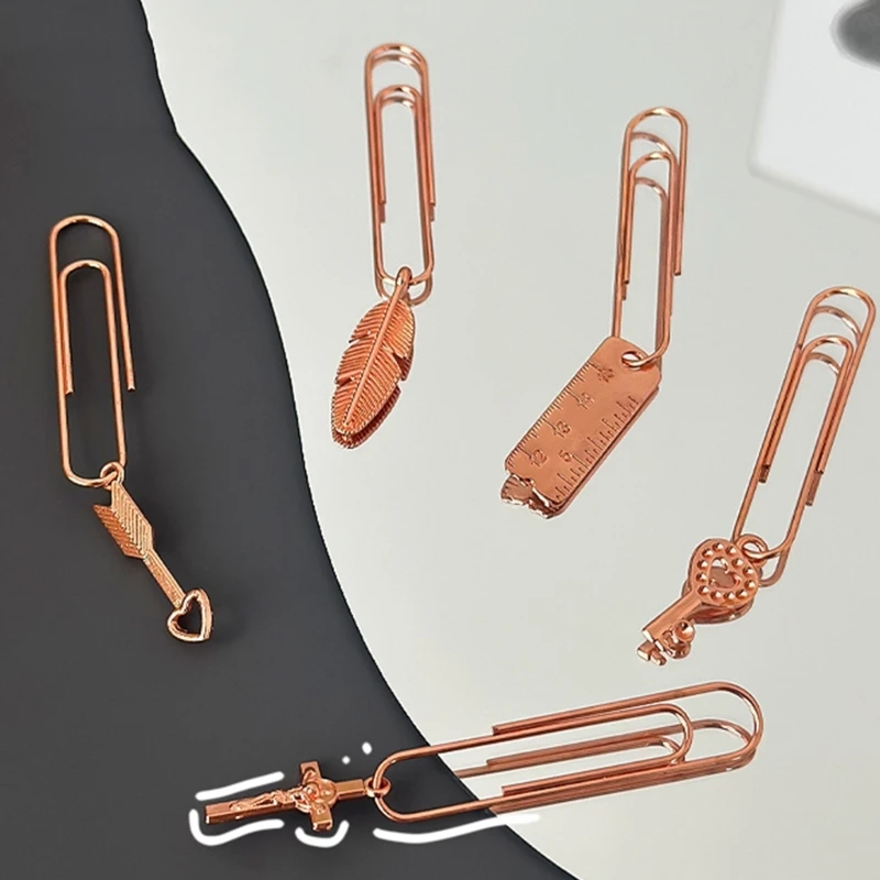 

10pcs Vintage Key-Shaped Metal Bookmarks Paper Clips Clamp for School Office Home Reading Book Test Paper