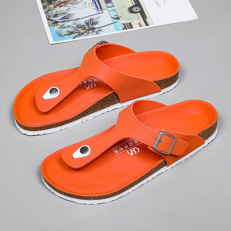Leather Slippers Summer Flip-Flops for Men Beach Slippers Brown Sandals Comfortable Shoes Non-Slip Outdoor Shoes Men Slides 2024