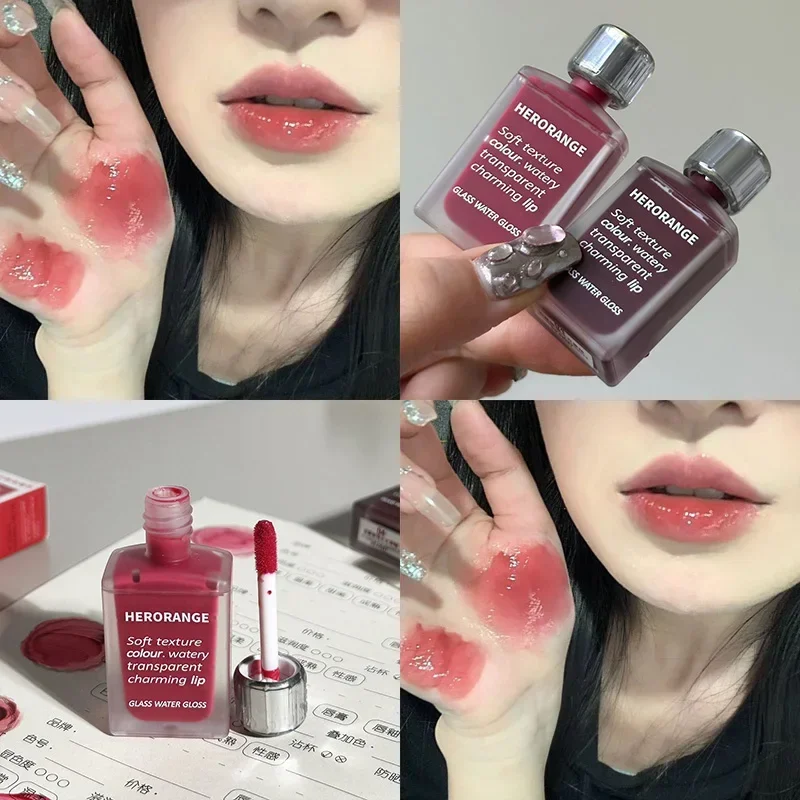 Punk Juice Red Lip Gloss Black Mirror Water Light Lip Glaze Jelly Glass Lip Oil Waterproof Lipstick Nude Clear Tint Makeup 3