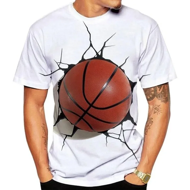 

Basketball 3D Printed T-Shirt Men's Summer Outdoor Casual Sports Short Sleeve Top Fast Drying Cotton Plus T-Shirt