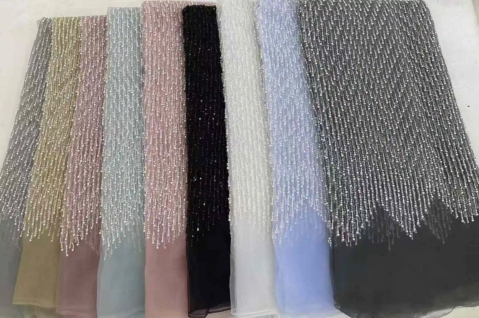 African Sequins Beads Lace Fabric High Quality Lace Material French Nigerian Fabrics Women Party Sewing