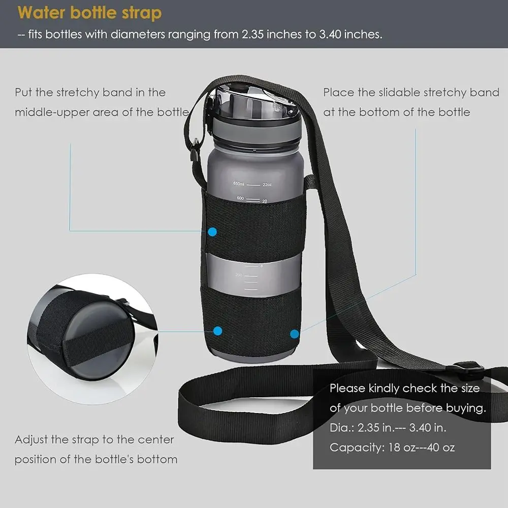 Universal Water Bottle Carrier Sling with Adjustable Shoulder Strap  Water Bottle Holder for 18-32oz Wide Mouth Bottles