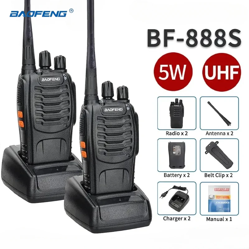 

2PCS Baofeng BF-888S Handheld Intercom Communicator Bidirectional 5W UHF 400-470MHz Professional Radio 16 Channel Communication