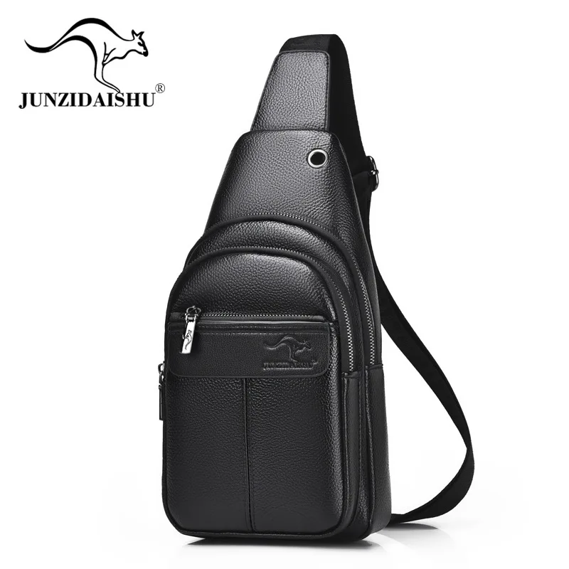 2025 New PU Leather Men's Chest Bag Street Style Crossbody Sports Trendy Backpack JUNZIDAISHU Brand Soft Square Shape