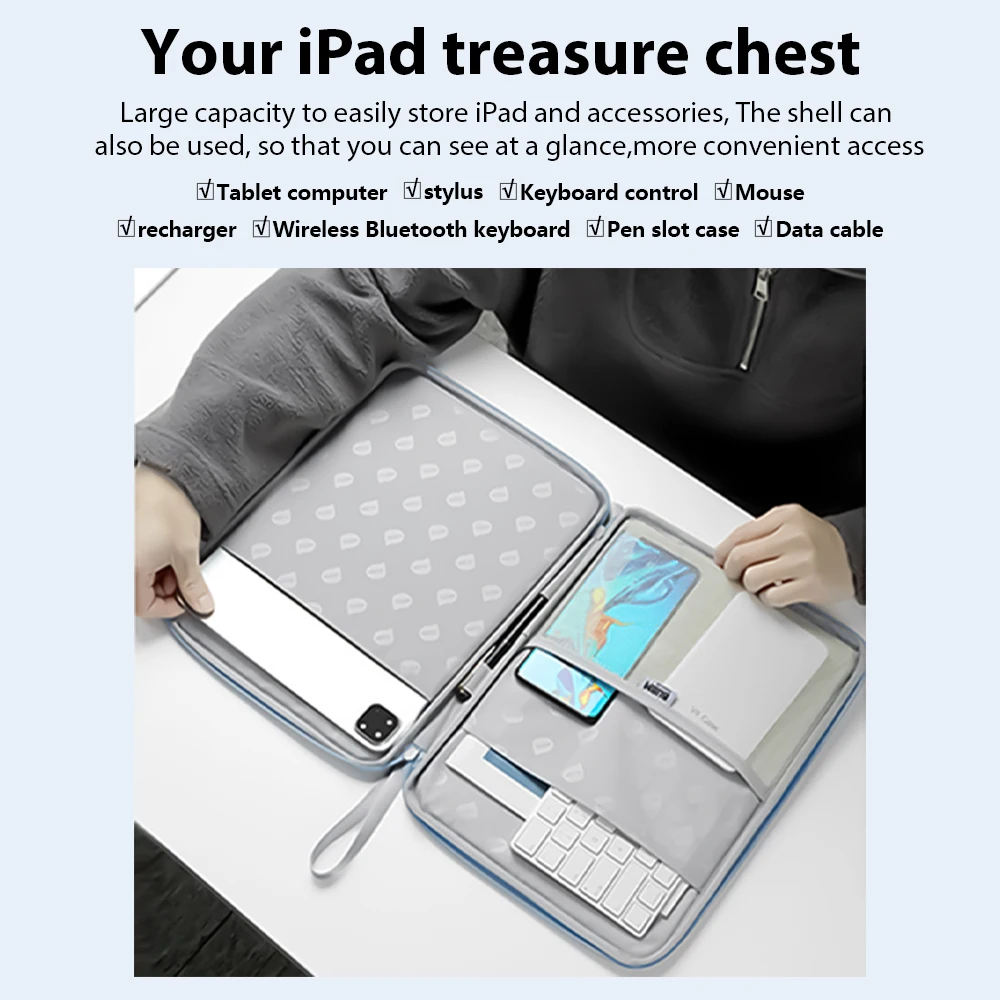CASEPOKE-Bolsa Multi Bolsos Tablet, Acessórios iPad, Bolsa