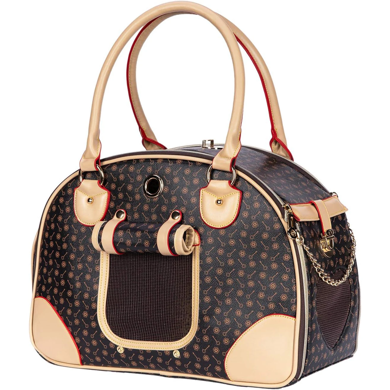 

Luxury Pet Carrier, Puppy Small Dog Carrier,Premium PU Leather Carrying Waterproof Dog Handbag for Outdoor Travel Walking Hiking