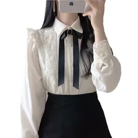 Hot Sales Women Cute Sweet Girls Preppy Style Tops Blouses Formal FLHJLWOC Office Lady Basic White Button Shirts - Image 5