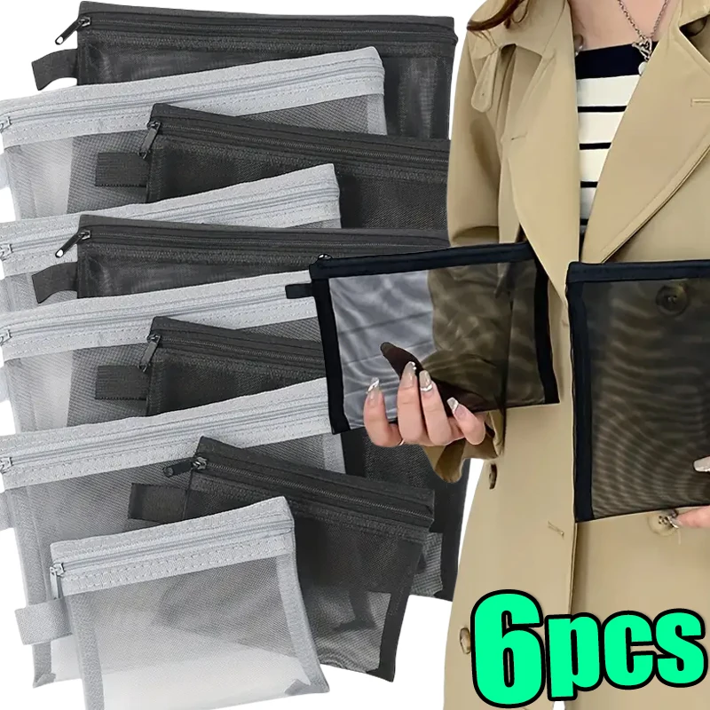 Mesh Clear Cosmetic Bags Small Large Makeup Bag Portable Travel Toiletry Organizer Case Lipstick Storage Pouch 1/3pcs