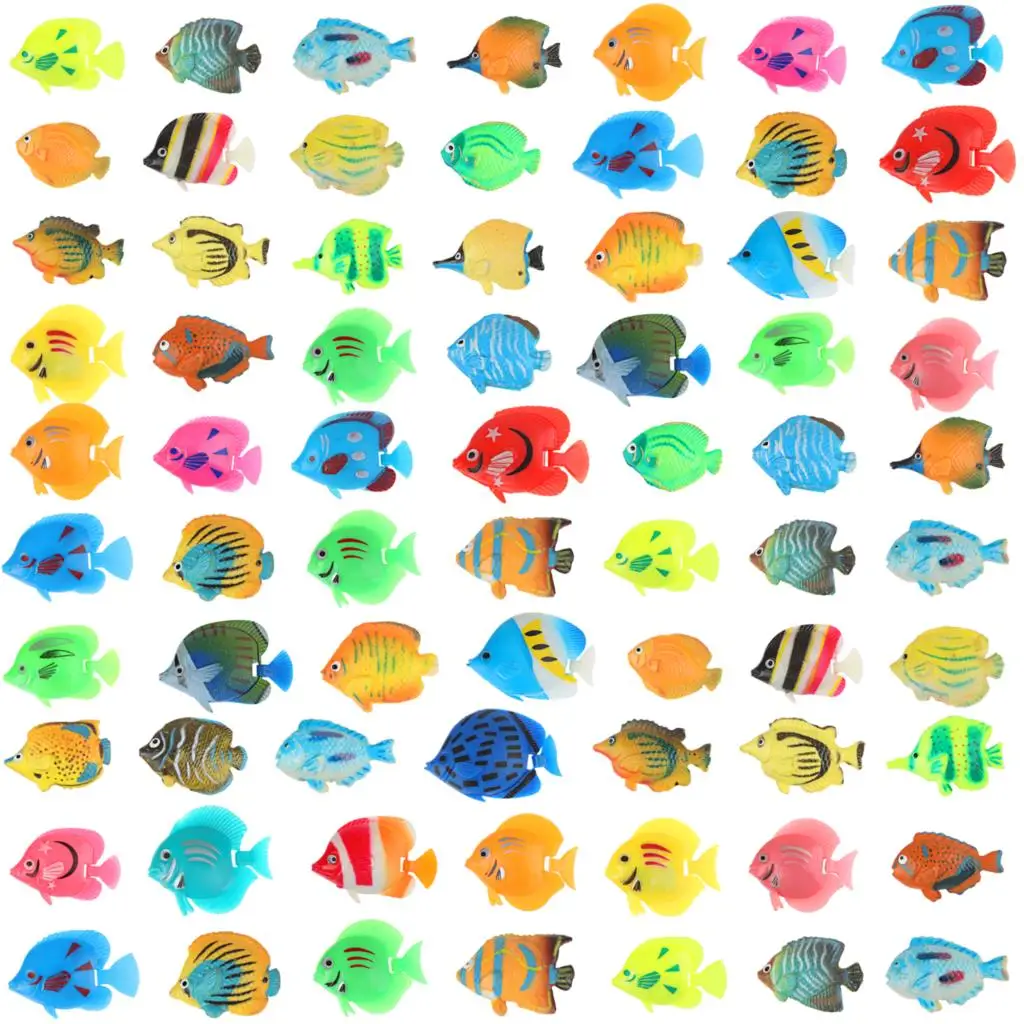 20Pcs Tropical Fish Figure Play Set with Plastic Fish Toys Fake Small Plastic Fish Assorted Fishes Baby Bath Toy 2