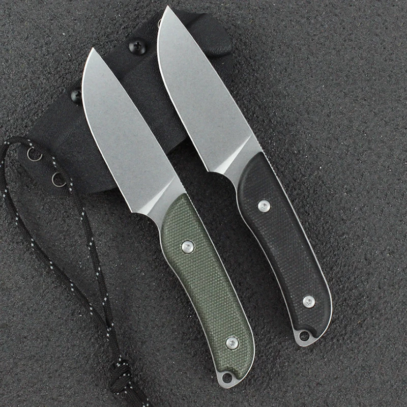 

Fixed Blade Knife D2 Steel Full Tang Straight Knife Linen Handle K Sheath With Back Clip Outdoor Survival Knives Camping Tools