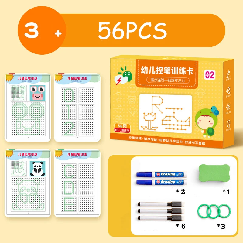 Magical Tracing Workbook Set Reusable Magic Practice Copybook for Kids with Drawing Pens and Eraser Montessori Writing Cards Toy