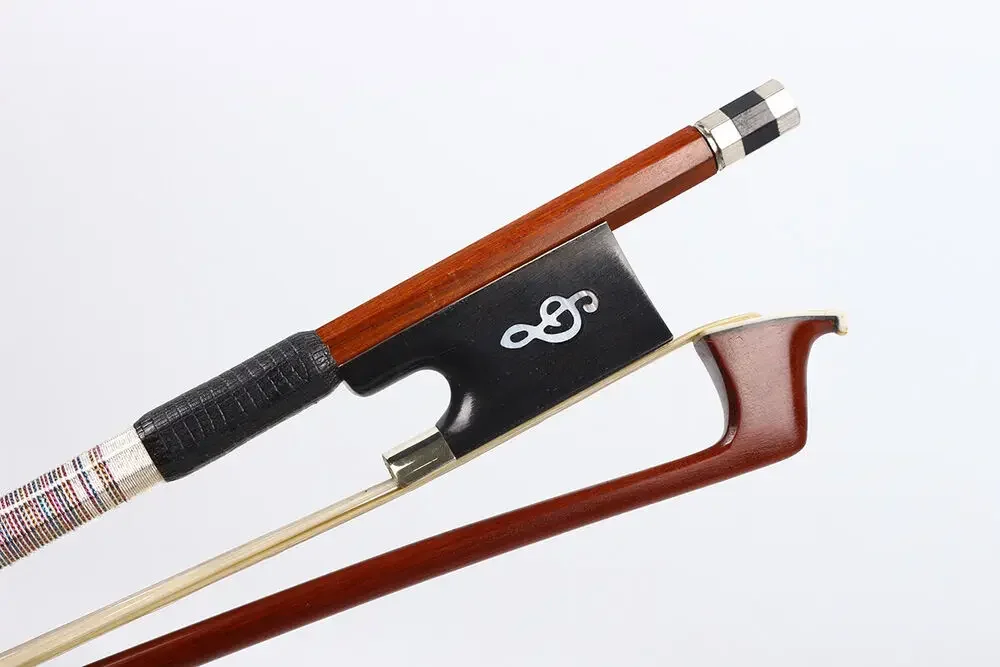 

4/4 Full Size Violin Bow Color Silk Brazilwood Ebony Frog Natural Horse Hair Musical Note Inlay High Quality Violin Parts