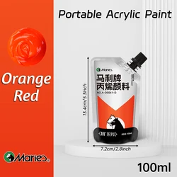 100ml Waterproof Acrylic Paint in Assorted Colors for DIY Crafts and Professional Art Projects (Orange Red)