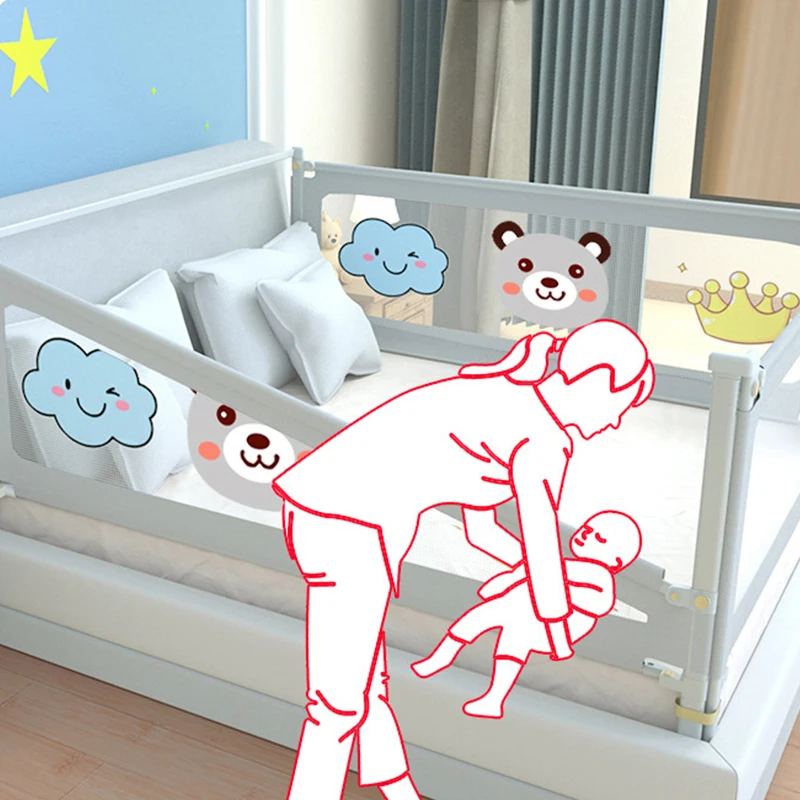 Baby Security Bed Barrier Children Bedroom Foldable Protector Toddler Sleeping Anti-Fall Rail Side Protective Newborn Bed Fence