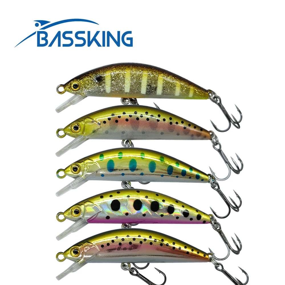 BASSKING Mini Sinking Minnow Wobblers Fishing Lure 46mm/3.6g 54mm/4.7g