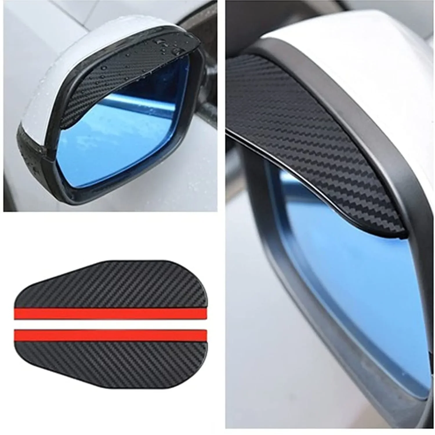 2pcs Universal Car Rearview Mirror Rain Shield Carbon Fiber Rainproof Decoration Mirror Rain Eyebrow Car Accessories