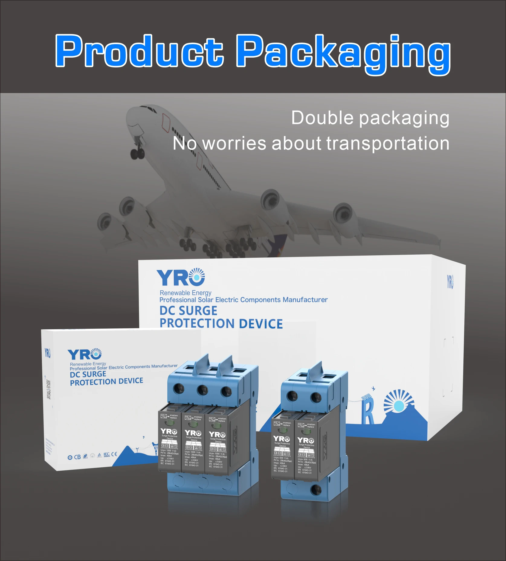 DC SPD 2P 600V 3P 1000V 1500V House Surge Protector Protective 20KA~40KA T2 Type