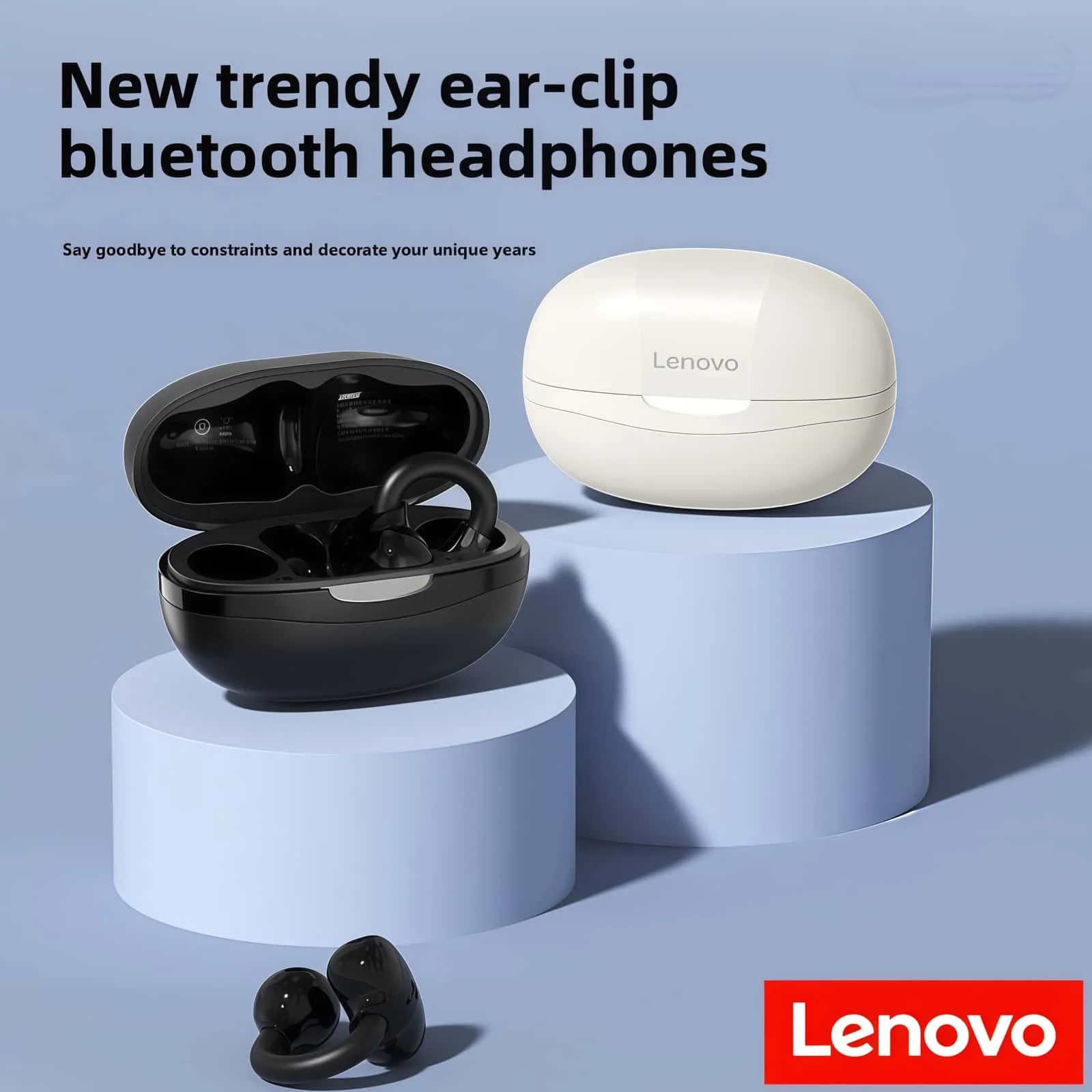 Lenovo EA330 Open Ear Clip Earring Earphones Wireless Bluetooth 5.4 Hifi Stereo Game Music Earbuds Long Battery Life Earbuds