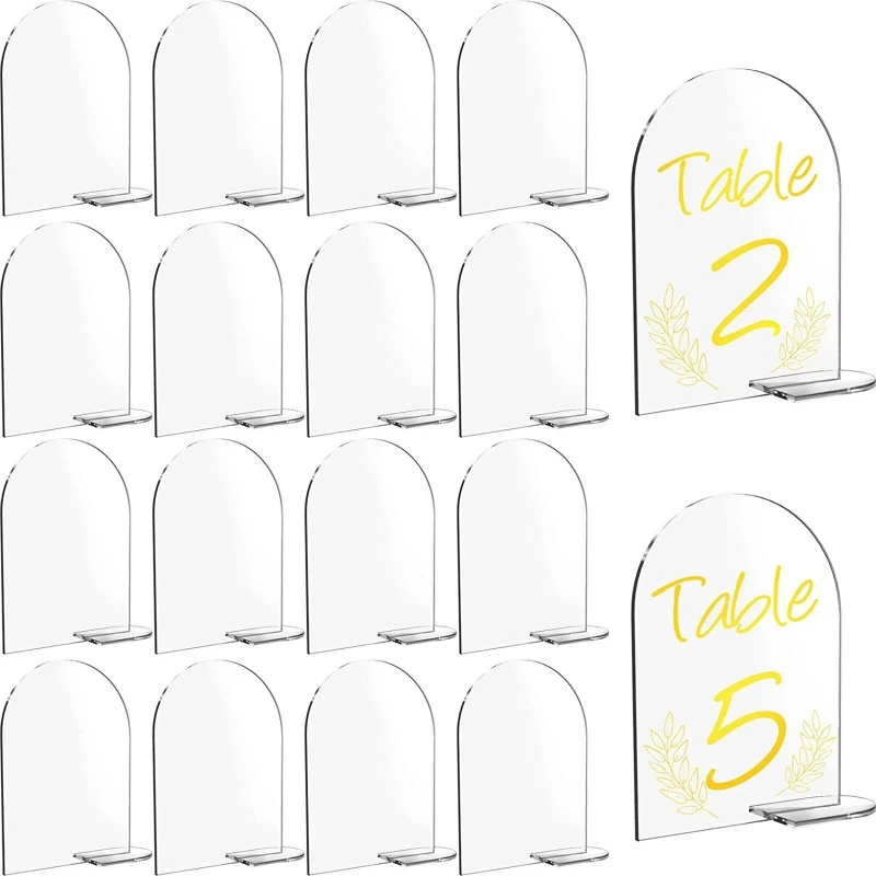 Place Cards Wedding Table Numbers 5pcs DIY Blank Acrylic Arch Table Sign Guest Name Tag Round Top Clear with Stand Arch Table Numbers