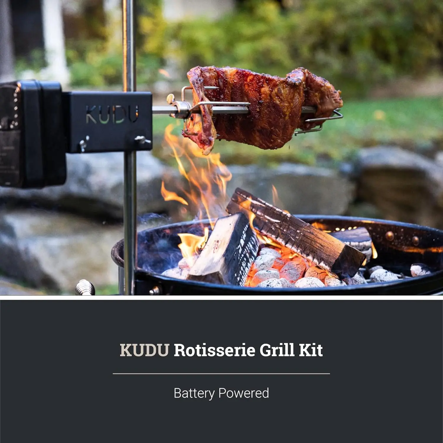 Steel Battery Powered Square Spit for Charcoal Grill 5/16 Inch Square Drive Spit 5