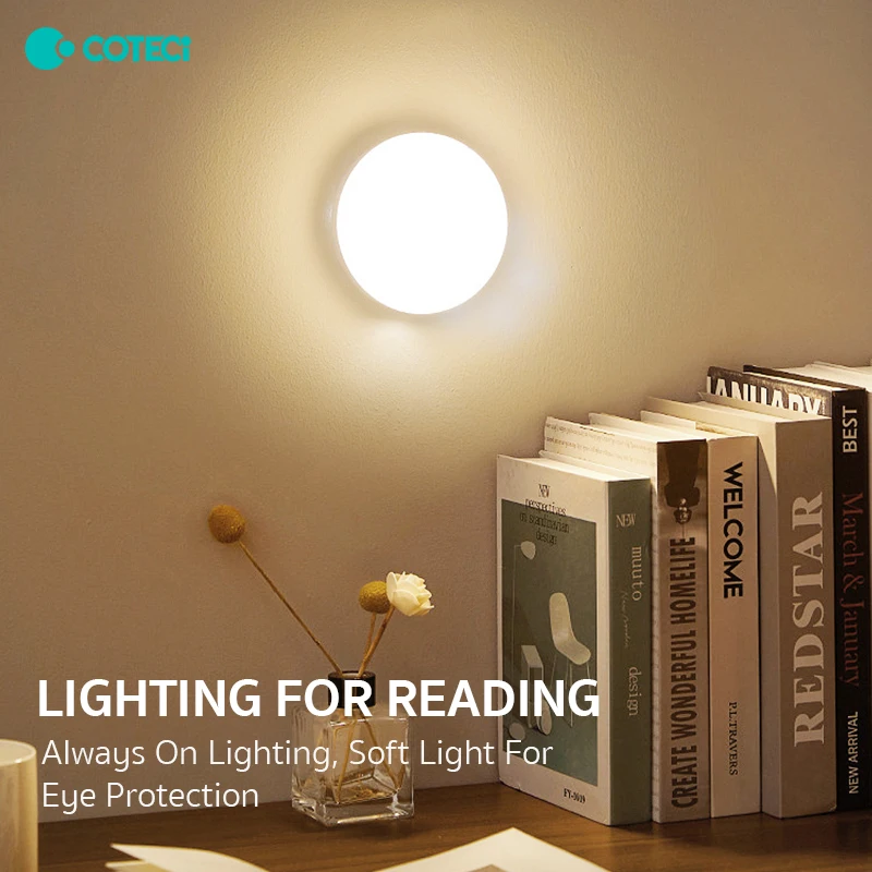 COTECi Smart LED Sensor Night Linkage Motion Light Rechargeable Wireless Magnetic Induction Lamp Wall Home Bedroom Kitchen 5