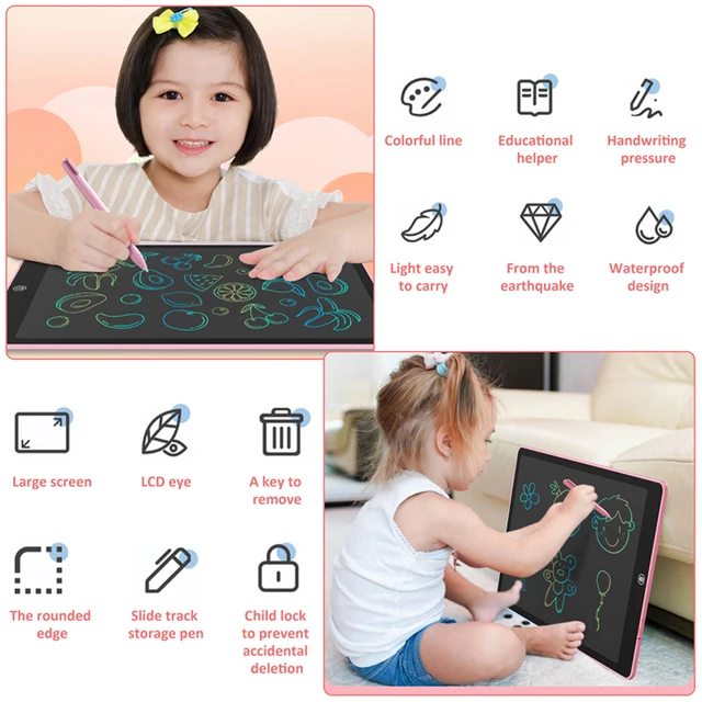 16/12 inch Colorful Drawing Tablet Writing Pad LCD Writing Tablet Doodle Board Toddler Toys for 3 4 5 6 7 8 Year Old Girls Boys 2