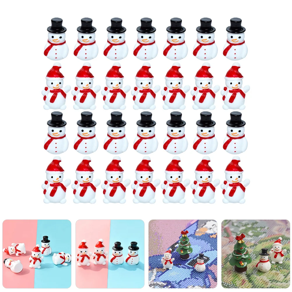 

Mini Snowman Figurines Christmas Tiny Resin Snowman Decoration Hat Xmas Micro Landscape Ornament Fairy Garden Accessories